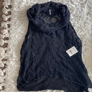 Free People Cowl Neck Mesh Top